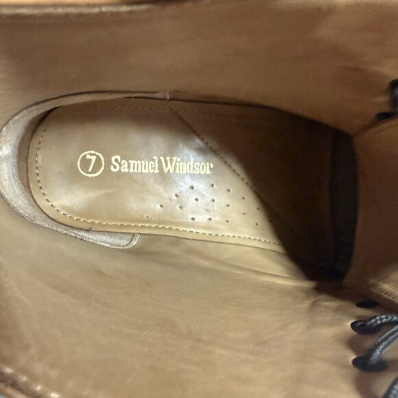 Samuel Windsor Prestige Country Brogue Boots Men UK 7 US 8 Tan and Tweed Lace Up - Picture 10 of 10